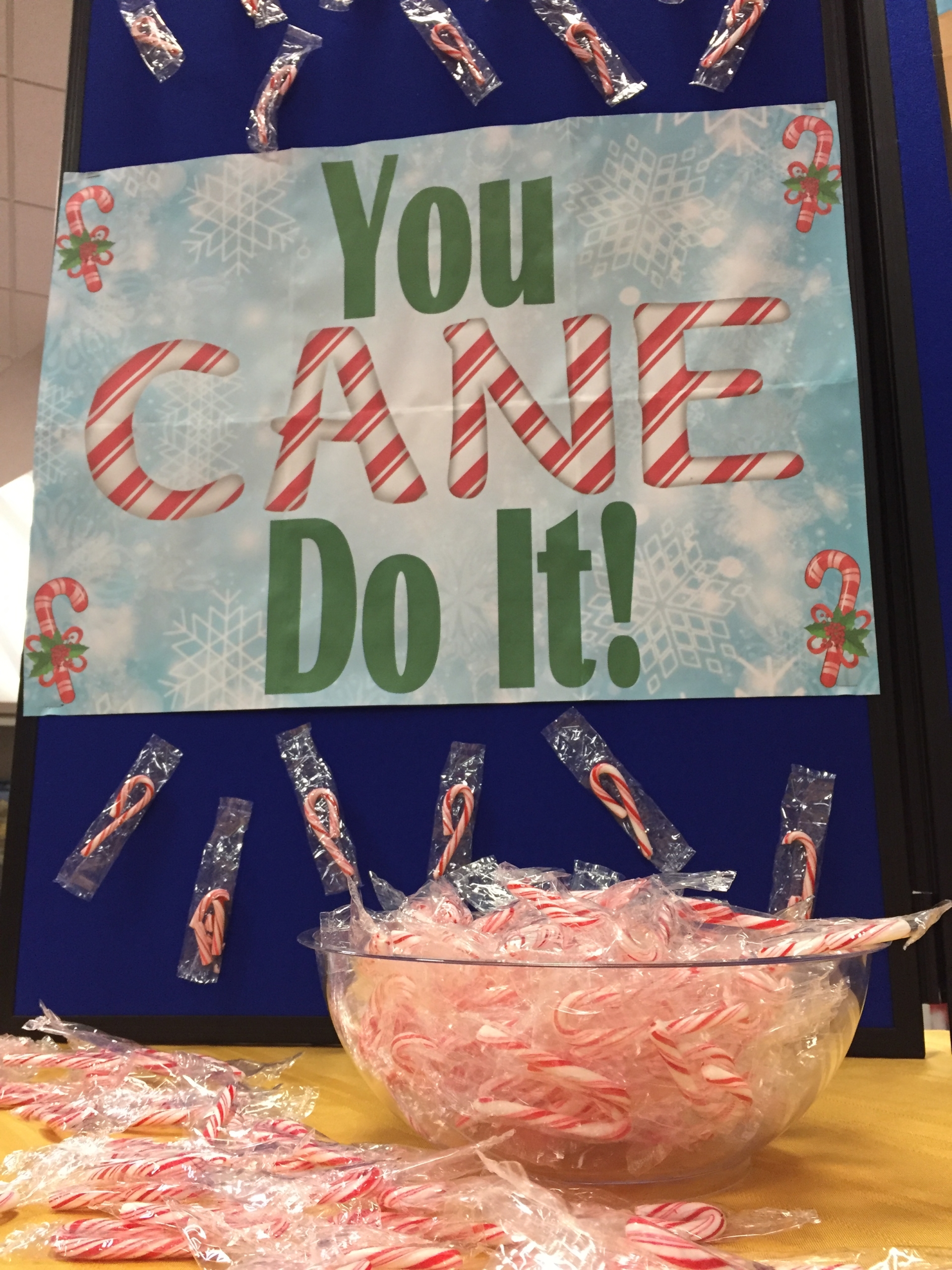 Students are encouraged to grab a candy cane at the 