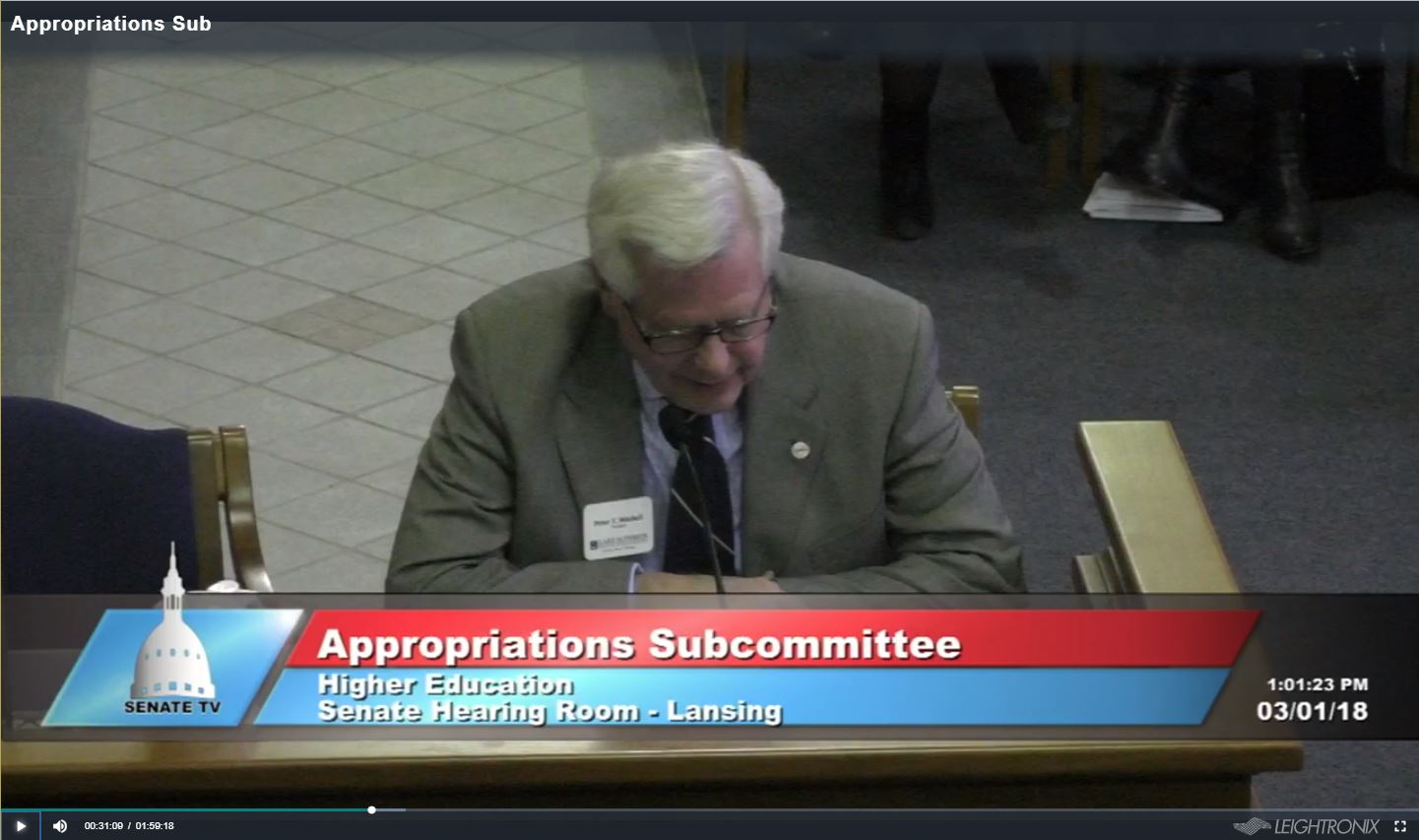 President Mitchell Speaks at Appropriations Subcommittee