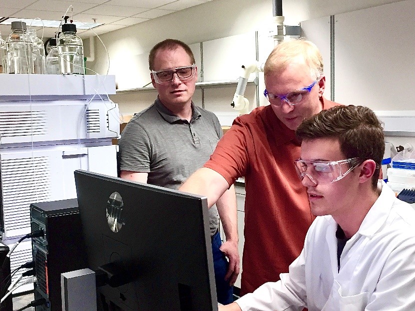 three scientists in cannabis lab