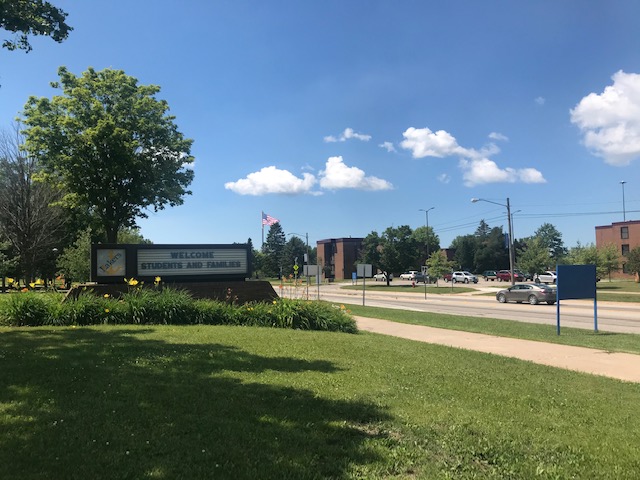 grounds looking to LSSU flag